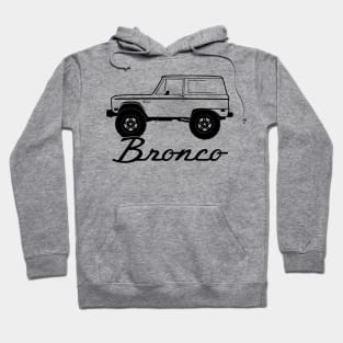 1966-1977 Ford Bronco Side, w Tires, Black Print Hoodie